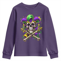 Mardi Gras Jester Skull Youth Sweatshirt New Orleans Skeleton Beads