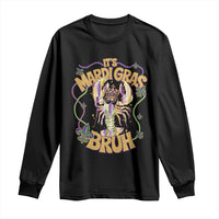 It's Mardi Gras Bruh Long Sleeve Shirt Glitter Print Crawfish Beads