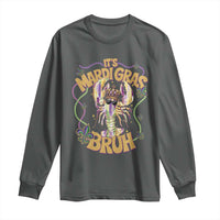 It's Mardi Gras Bruh Long Sleeve Shirt Glitter Print Crawfish Beads