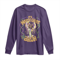 It's Mardi Gras Bruh Long Sleeve Shirt Glitter Print Crawfish Beads