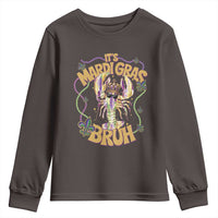 It's Mardi Gras Bruh Youth Sweatshirt Glitter Print Crawfish Beads