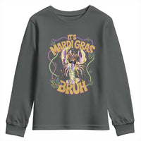 It's Mardi Gras Bruh Youth Sweatshirt Glitter Print Crawfish Beads