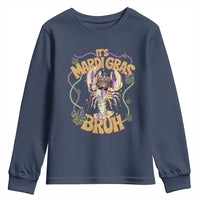 It's Mardi Gras Bruh Youth Sweatshirt Glitter Print Crawfish Beads