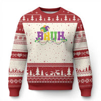 Bruh Mardi Gras Ugly Christmas Sweater Carnival New Orleans Trip Parade Outfit Teens Boys Kids - Wonder Print Shop