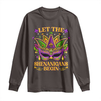 Let The Shenanigans Begin Mardi Gras Long Sleeve Shirt Masquerade Mask Beads