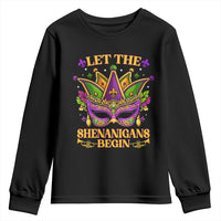 Let The Shenanigans Begin Mardi Gras Youth Sweatshirt Masquerade Mask Beads