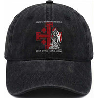 Catholic Knight Templar Crusader Cross Washed Cotton Baseball Cap Kingdom Of Jerusalem