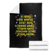9th Birthday Gifts Throw Blanket Flowers Girl Son Boy 9yr 9 Year Old Bday