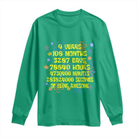 9th Birthday Gifts Long Sleeve Shirt Flowers Girl Son Boy 9yr 9 Year Old Bday