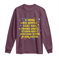 9th Birthday Gifts Long Sleeve Shirt Flowers Girl Son Boy 9yr 9 Year Old Bday