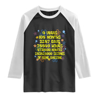 9th Birthday Gifts Raglan Shirt Flowers Girl Son Boy 9yr 9 Year Old Bday