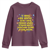 9th Birthday Gifts Youth Sweatshirt Flowers Girl Son Boy 9yr 9 Year Old Bday