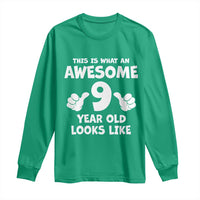9th Birthday Gifts Long Sleeve Shirt Awesome 9 Year Old Bday Son Boy Girl 9yr