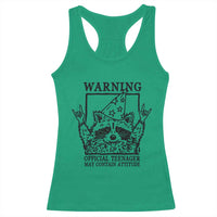 Vintage Raccoon 13th Birthday Racerback Tank Top 13 Year Old Official Teenager Gifts