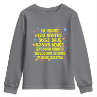 10th Birthday Gifts Youth Sweatshirt Flowers 10 Years Of Being Awesome 10 Year Old Bday