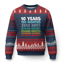 10 Year Old Bday Ugly Christmas Sweater 10 Years 120 Months Of Being Awesome 10th Birthday Gifts