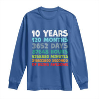 10 Year Old Bday Long Sleeve Shirt 10 Years 120 Months Of Being Awesome 10th Birthday Gifts