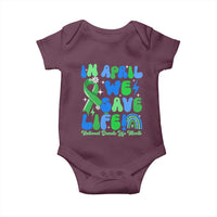 In April We Save Lives Organ Donation Donate Life Month Baby Onesie Green Ribbon