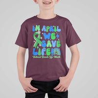 In April We Save Lives Organ Donation Donate Life Month T Shirt For Kid Green Ribbon