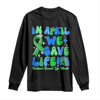 In April We Save Lives Organ Donation Donate Life Month Long Sleeve Shirt Green Ribbon