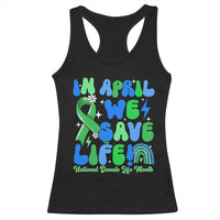 In April We Save Lives Organ Donation Donate Life Month Racerback Tank Top Green Ribbon