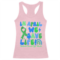 In April We Save Lives Organ Donation Donate Life Month Racerback Tank Top Green Ribbon