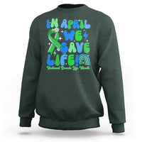 In April We Save Lives Organ Donation Donate Life Month Sweatshirt Green Ribbon
