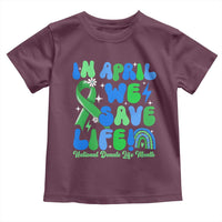 In April We Save Lives Organ Donation Donate Life Month Toddler T Shirt Green Ribbon