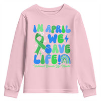 In April We Save Lives Organ Donation Donate Life Month Youth Sweatshirt Green Ribbon