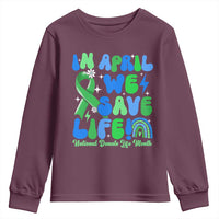 In April We Save Lives Organ Donation Donate Life Month Youth Sweatshirt Green Ribbon
