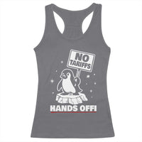Funny Resist Penguins Racerback Tank Top Tariffs on Penguins? Really