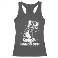 Funny Resist Penguins Racerback Tank Top Tariffs on Penguins? Really