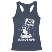 Funny Resist Penguins Racerback Tank Top Tariffs on Penguins? Really
