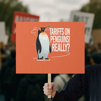 Hands Off Protest Protest Sign Stand With Penguins Resist Against Tariffs - Wonder Print Shop