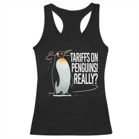 Hands Off Protest Racerback Tank Top Stand With Penguins Resist Against Tariffs