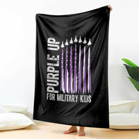 Purple Up For Military Kids Throw Blanket US Flag Military Child Support