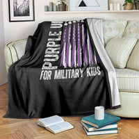Purple Up For Military Kids Throw Blanket US Flag Military Child Support