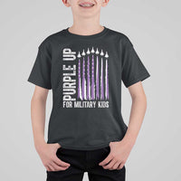 Purple Up For Military Kids T Shirt For Kid US Flag Military Child Support