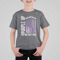Purple Up For Military Kids T Shirt For Kid US Flag Military Child Support