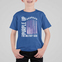 Purple Up For Military Kids T Shirt For Kid US Flag Military Child Support