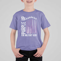 Purple Up For Military Kids T Shirt For Kid US Flag Military Child Support