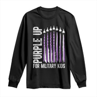 Purple Up For Military Kids Long Sleeve Shirt US Flag Military Child Support