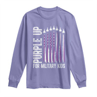 Purple Up For Military Kids Long Sleeve Shirt US Flag Military Child Support