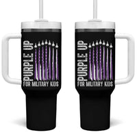 Purple Up For Military Kids Tumbler With Handle US Flag Military Child Support