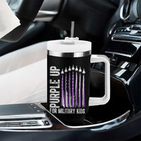 Purple Up For Military Kids Tumbler With Handle US Flag Military Child Support