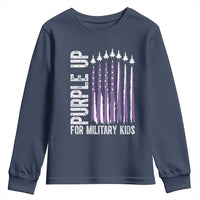 Purple Up For Military Kids Youth Sweatshirt US Flag Military Child Support