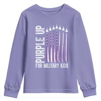 Purple Up For Military Kids Youth Sweatshirt US Flag Military Child Support