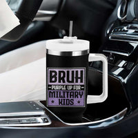 Bruh Purple Up For Military Kids Tumbler With Handle Support Military Kids