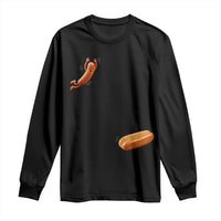 Funny Hot Dog Long Sleeve Shirt Hotdog Jumping Into Bun Sausage BBQ Grilling High Dive