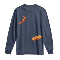Funny Hot Dog Long Sleeve Shirt Hotdog Jumping Into Bun Sausage BBQ Grilling High Dive